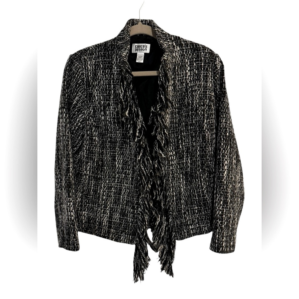 Chico's Design Black and White Tweed
Coat Blazer Jacket